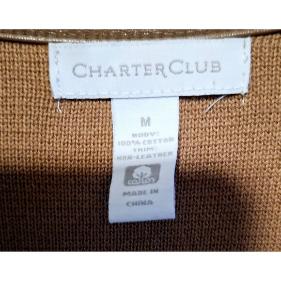 Colorblock Open-Front Cardigan With Faux Leather Trim Pockets By Charter Club Si - Picture 2 of 8